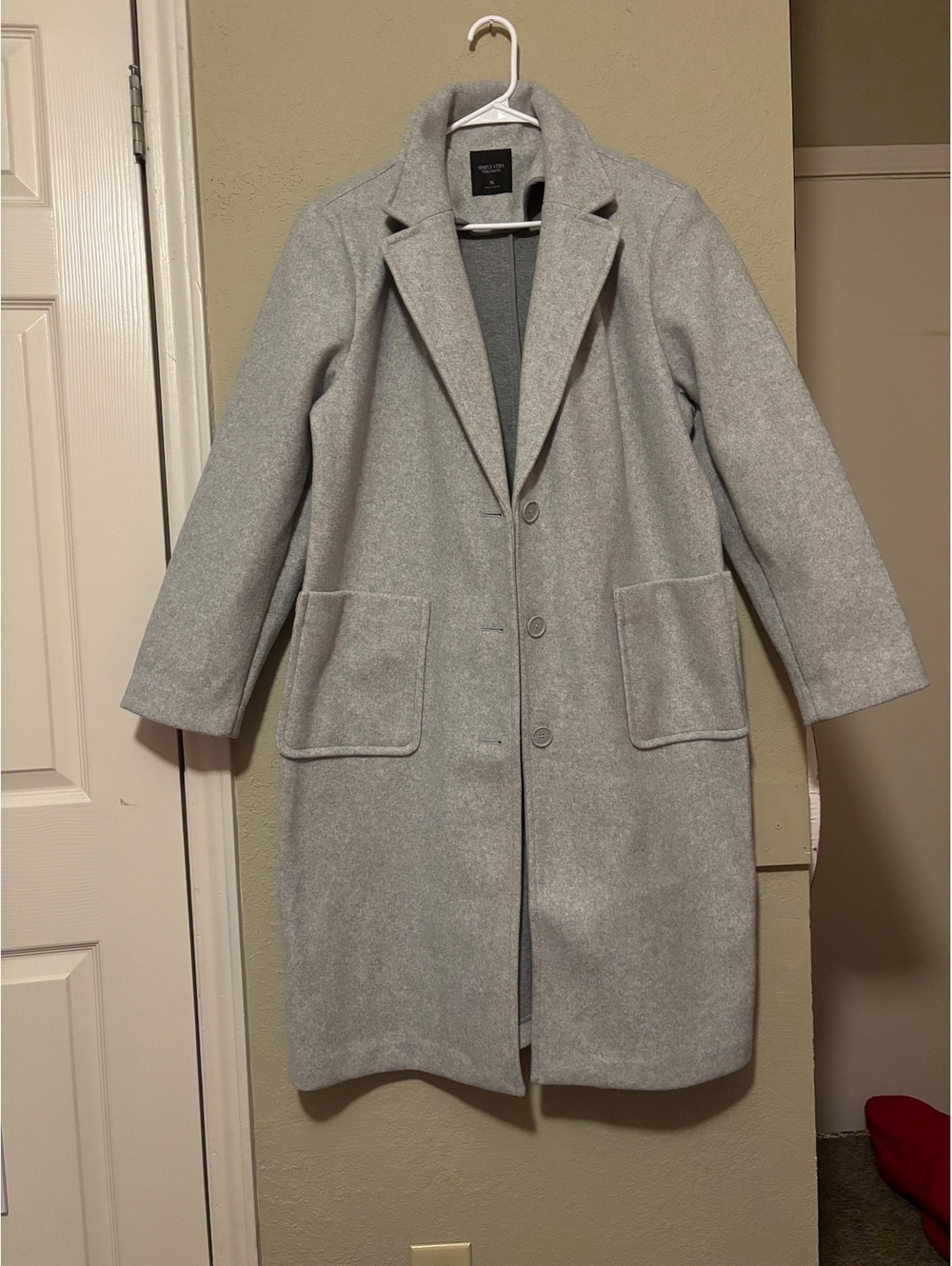 Simply Vera Vera Wang Women's XL Gray Long Wool Coat